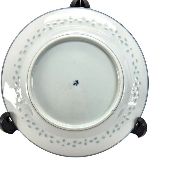 Antique Chinese Dragon Motif Porcelain Dinner Plate Blue & Red Design JE301 - Picture 6 of 8